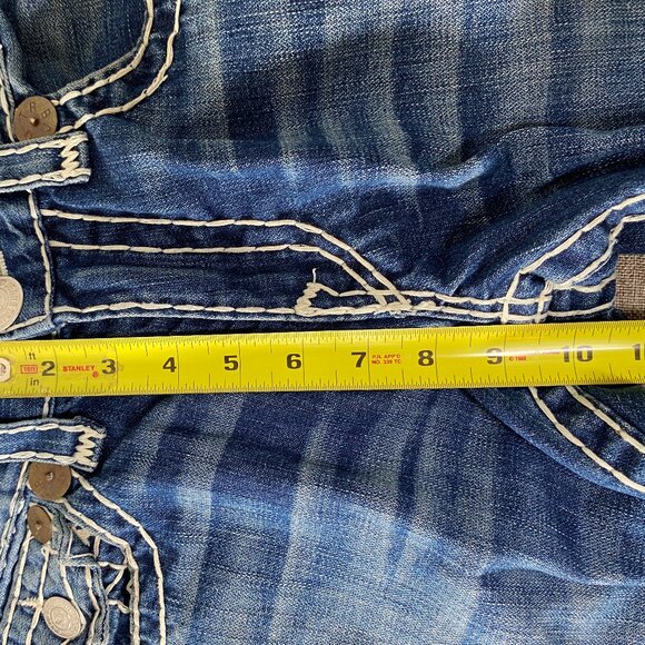 True Religion Billy Super T Denim Jean Men's 32 Blue Thick Stitch Flap Y2K USA - Picture 11 of 15